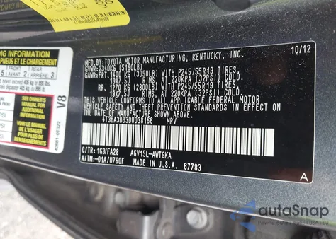 2013 Toyota Venza Le из США, поврежденный, VIN 4T3BA3BB3DU038166